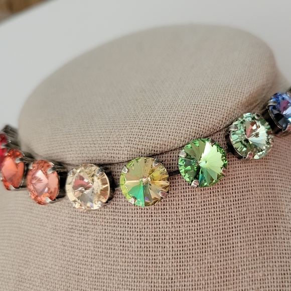 Austrian Crystal Tennis Bracelet in Antique Silver - Picture 7 of 8